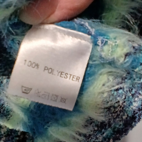 Mica's womens Small cropped open front fuzzy striped sweater Y2k Ombre NWT - Picture 6 of 7